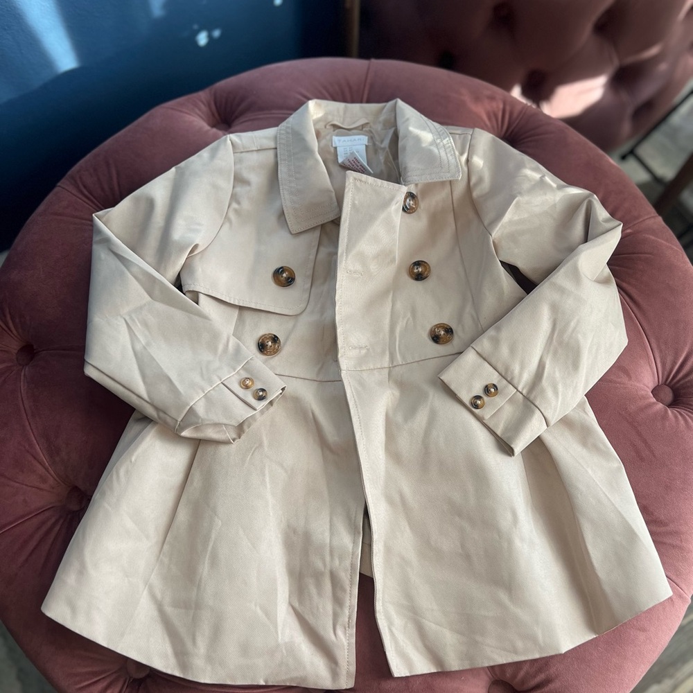 Tahari Kids Beige Double-Breasted Raincoat